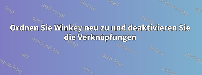 Ordnen Sie Winkey neu zu und deaktivieren Sie die Verknüpfungen