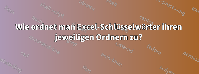 Wie ordnet man Excel-Schlüsselwörter ihren jeweiligen Ordnern zu?