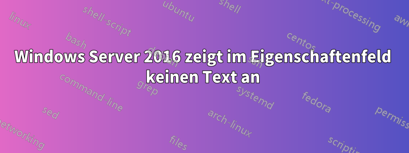 Windows Server 2016 zeigt im Eigenschaftenfeld keinen Text an