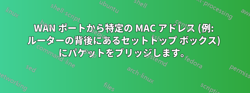 WAN ポートから特定の MAC アドレス (例: ルーターの背後にあるセットトップ ボックス) にパケットをブリッジします。