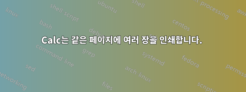 Calc는 같은 페이지에 여러 장을 인쇄합니다.