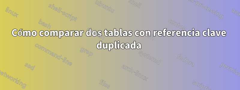 Cómo comparar dos tablas con referencia clave duplicada