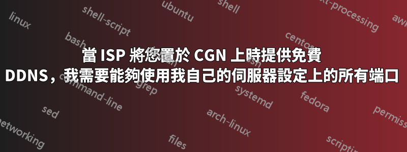 當 ISP 將您置於 CGN 上時提供免費 DDNS，我需要能夠使用我自己的伺服器設定上的所有端口