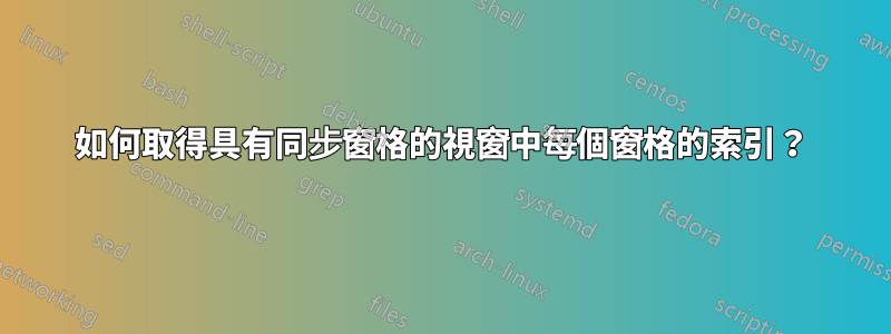 如何取得具有同步窗格的視窗中每個窗格的索引？