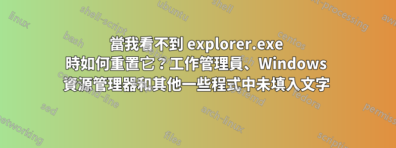 當我看不到 explorer.exe 時如何重置它？工作管理員、Windows 資源管理器和其他一些程式中未填入文字