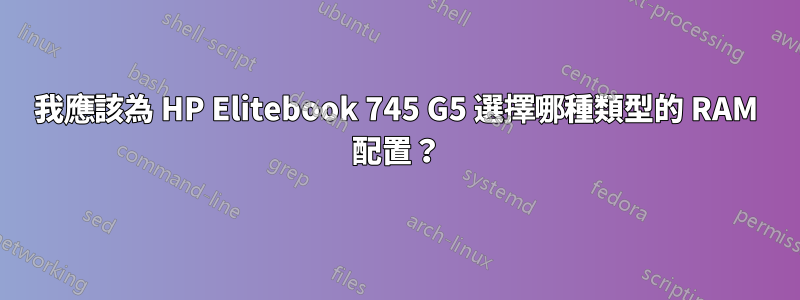 我應該為 HP Elitebook 745 G5 選擇哪種類型的 RAM 配置？