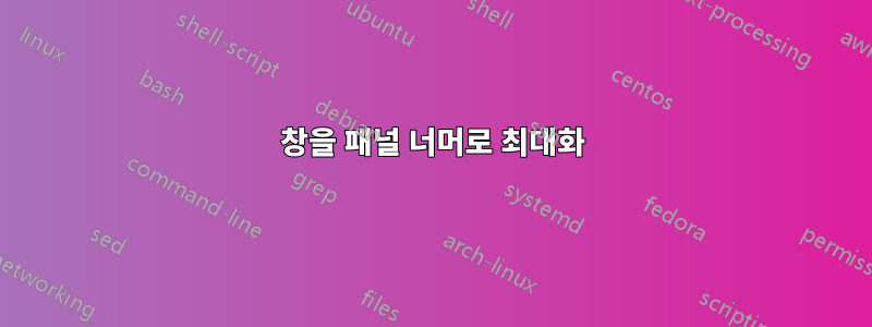 창을 패널 너머로 최대화