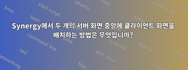 Synergy에서 두 개의 서버 화면 중앙에 클라이언트 화면을 배치하는 방법은 무엇입니까?