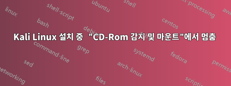 Kali Linux 설치 중 "CD-Rom 감지 및 마운트"에서 멈춤