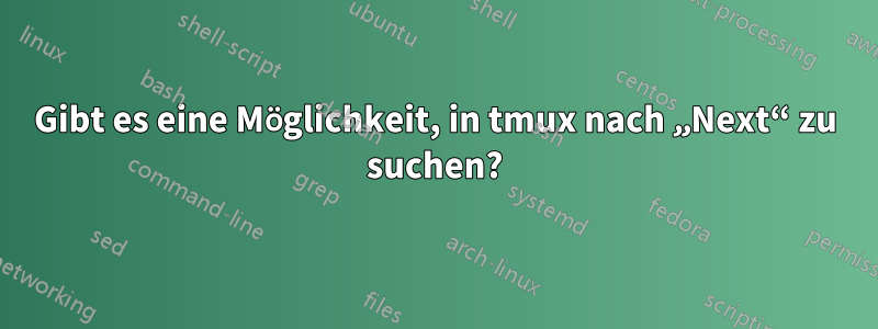 Gibt es eine Möglichkeit, in tmux nach „Next“ zu suchen?