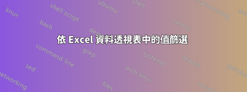 依 Excel 資料透視表中的值篩選