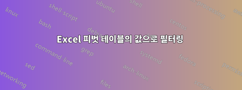 Excel 피벗 테이블의 값으로 필터링