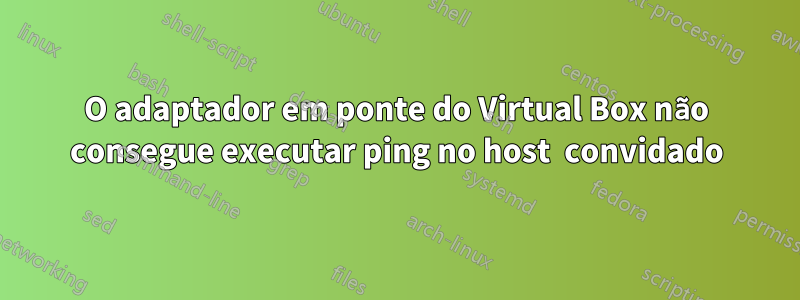 O adaptador em ponte do Virtual Box não consegue executar ping no host  convidado