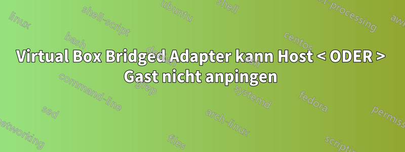 Virtual Box Bridged Adapter kann Host < ODER > Gast nicht anpingen