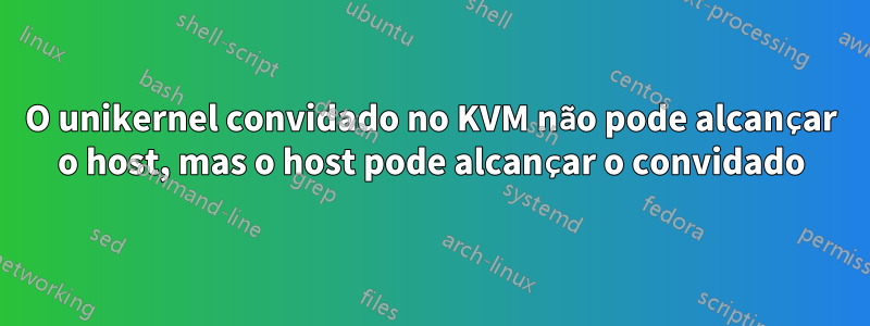 O unikernel convidado no KVM não pode alcançar o host, mas o host pode alcançar o convidado