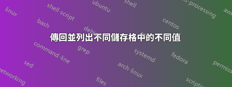 傳回並列出不同儲存格中的不同值