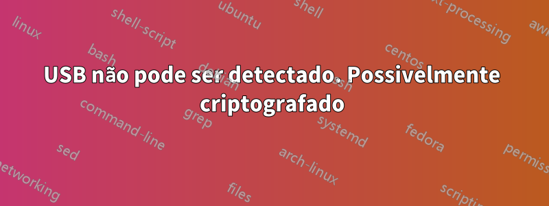 USB não pode ser detectado. Possivelmente criptografado