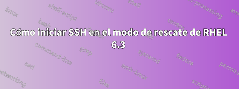 Cómo iniciar SSH en el modo de rescate de RHEL 6.3