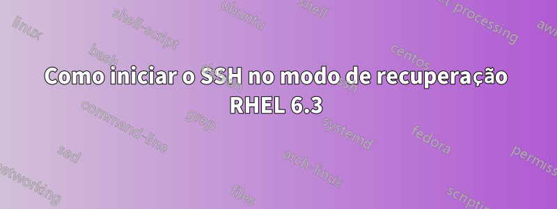 Como iniciar o SSH no modo de recuperação RHEL 6.3