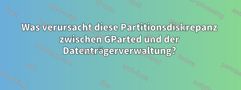 Was verursacht diese Partitionsdiskrepanz zwischen GParted und der Datenträgerverwaltung?