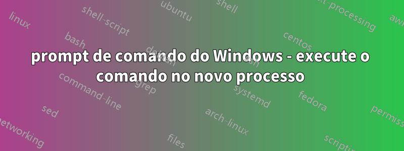 prompt de comando do Windows - execute o comando no novo processo