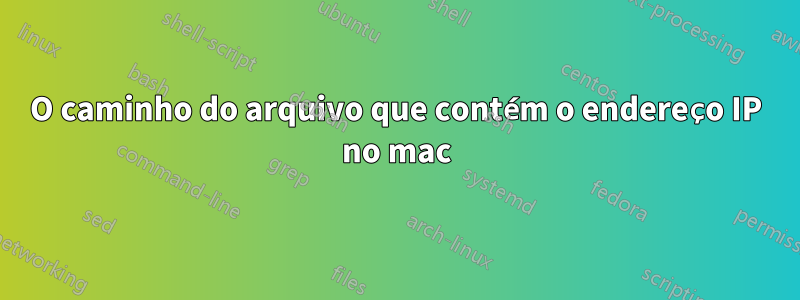 O caminho do arquivo que contém o endereço IP no mac