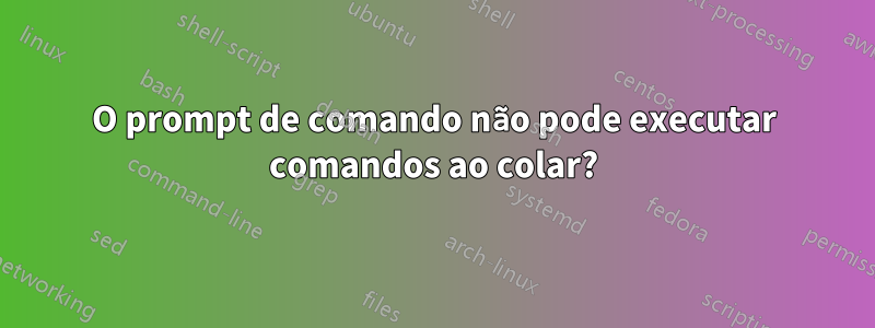 O prompt de comando não pode executar comandos ao colar?