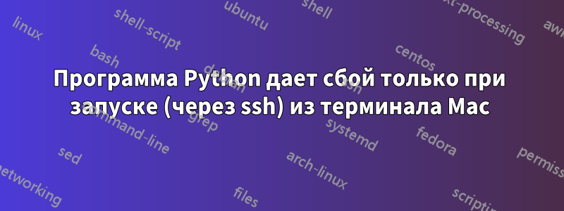 Программа Python дает сбой только при запуске (через ssh) из терминала Mac