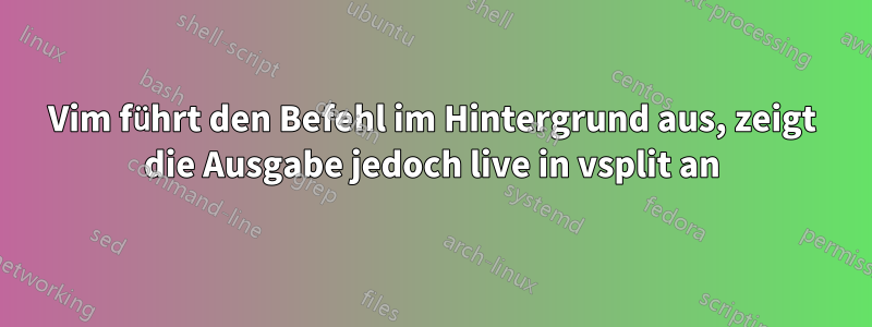 Vim führt den Befehl im Hintergrund aus, zeigt die Ausgabe jedoch live in vsplit an