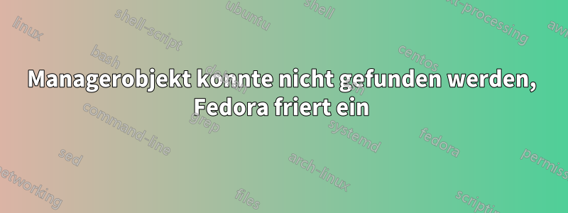 Managerobjekt konnte nicht gefunden werden, Fedora friert ein