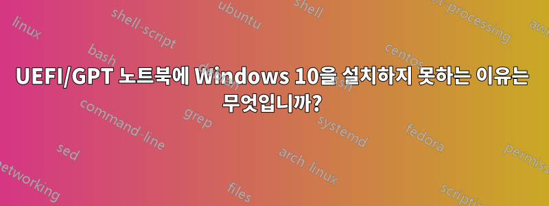 UEFI/GPT 노트북에 Windows 10을 설치하지 못하는 이유는 무엇입니까?