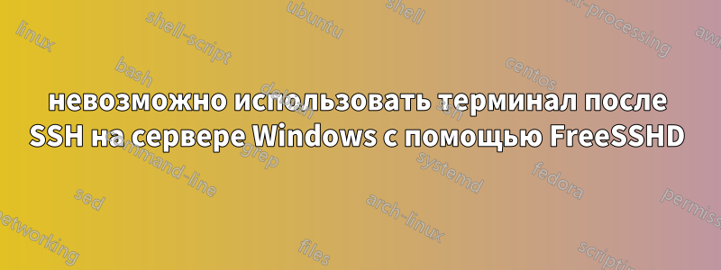 невозможно использовать терминал после SSH на сервере Windows с помощью FreeSSHD