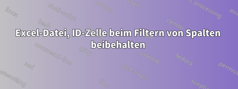 Excel-Datei, ID-Zelle beim Filtern von Spalten beibehalten