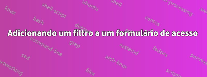 Adicionando um filtro a um formulário de acesso