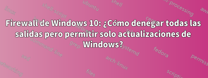 Firewall de Windows 10: ¿Cómo denegar todas las salidas pero permitir solo actualizaciones de Windows?