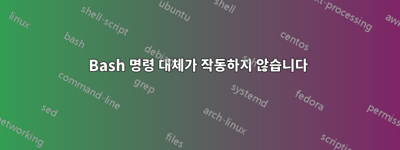 Bash 명령 대체가 작동하지 않습니다