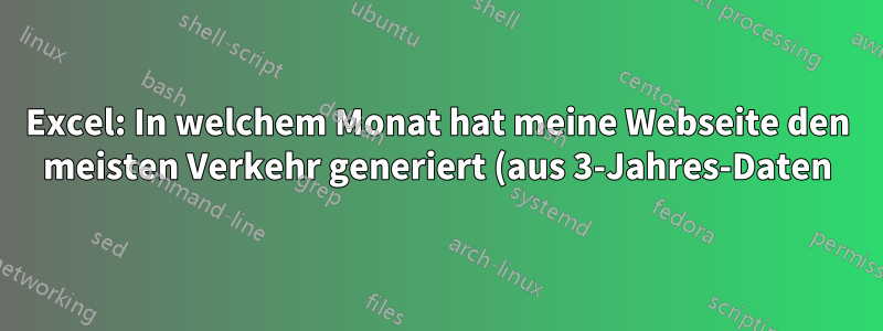 Excel: In welchem Monat hat meine Webseite den meisten Verkehr generiert (aus 3-Jahres-Daten)?