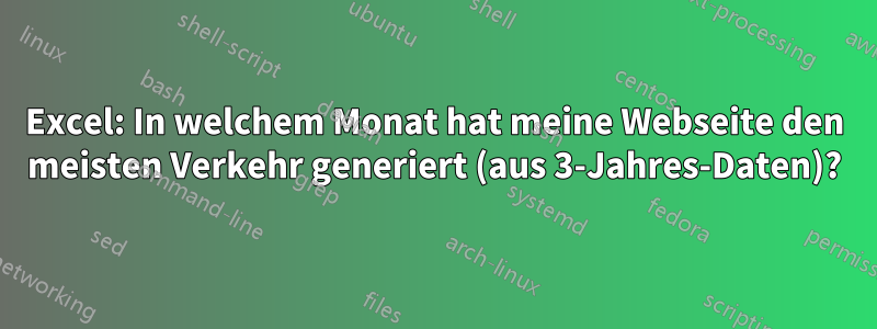 Excel: In welchem ​​Monat hat meine Webseite den meisten Verkehr generiert (aus 3-Jahres-Daten)?