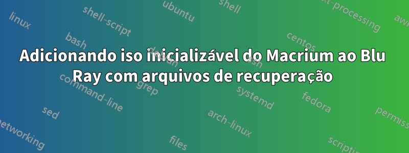 Adicionando iso inicializável do Macrium ao Blu Ray com arquivos de recuperação