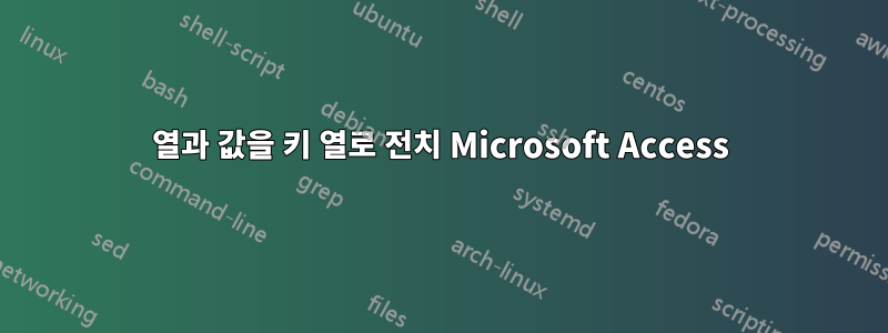 열과 값을 키 열로 전치 Microsoft Access