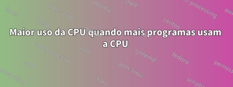 Maior uso da CPU quando mais programas usam a CPU
