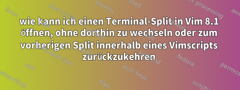 wie kann ich einen Terminal-Split in Vim 8.1 öffnen, ohne dorthin zu wechseln oder zum vorherigen Split innerhalb eines Vimscripts zurückzukehren