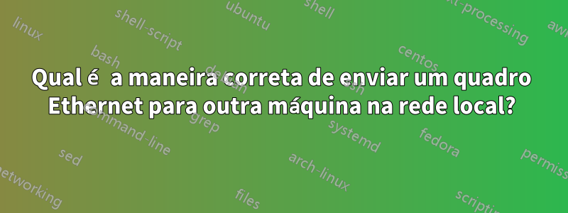 Qual é a maneira correta de enviar um quadro Ethernet para outra máquina na rede local?
