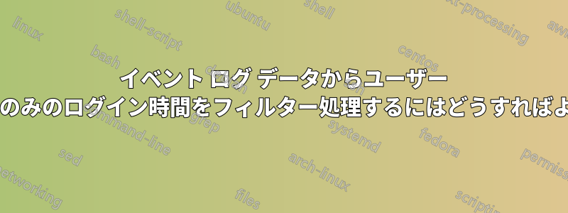 4624 イベント ログ データからユーザー キーボードのみのログイン時間をフィルター処理するにはどうすればよいですか?