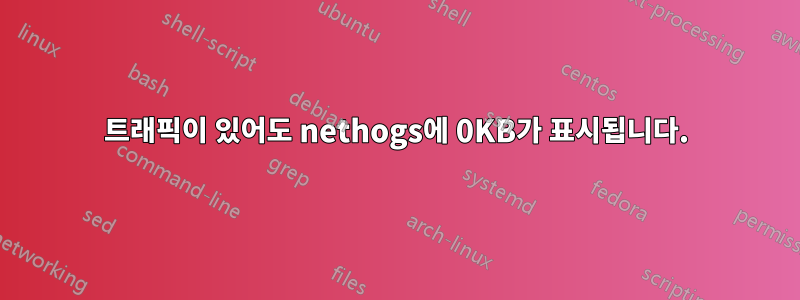트래픽이 있어도 nethogs에 0KB가 표시됩니다.