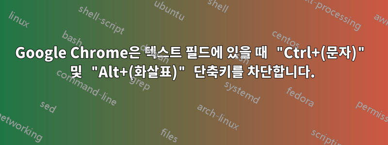 Google Chrome은 텍스트 필드에 있을 때 "Ctrl+(문자)" 및 "Alt+(화살표)" 단축키를 차단합니다.