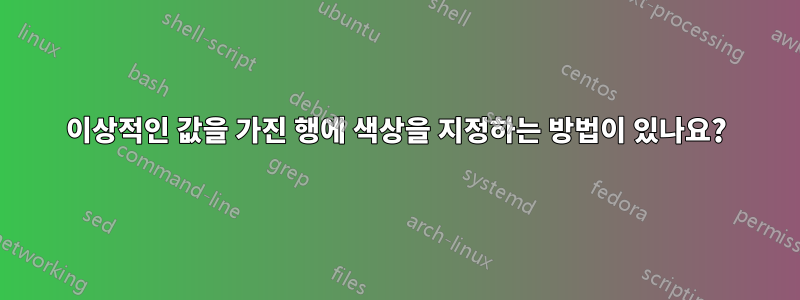 이상적인 값을 가진 행에 색상을 지정하는 방법이 있나요?