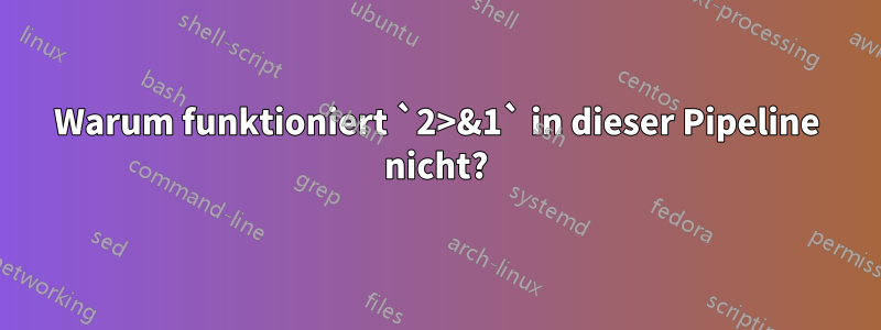 Warum funktioniert `2>&1` in dieser Pipeline nicht?