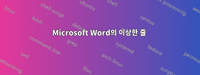 Microsoft Word의 이상한 줄