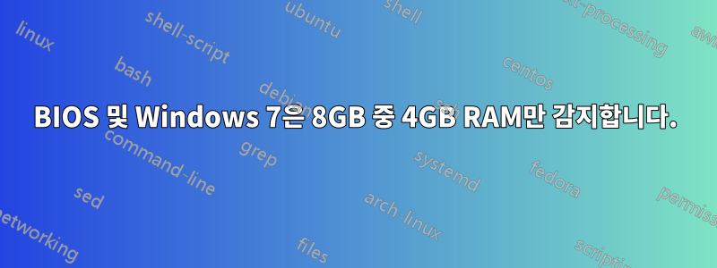 BIOS 및 Windows 7은 8GB 중 4GB RAM만 감지합니다.